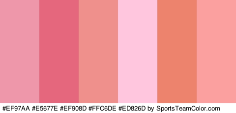 #EF97AA #E5677E #EF908D #FFC6DE #ED826D #FCA09F Colors