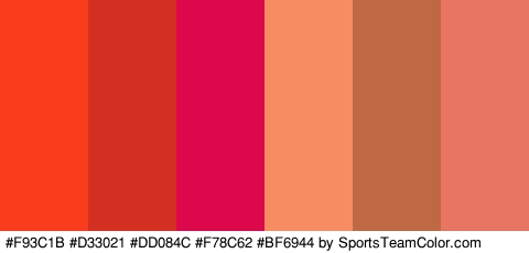 #F93C1B #D33021 #DD084C #F78C62 #BF6944 #E87563 Colors