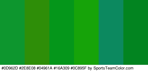 #0D962D #2E8E08 #04961A #16A309 #0C895F #028420 Colors