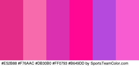 #E52B88 #F76AAC #DB30B0 #FF0793 #B649DD #F75DD1 Colors