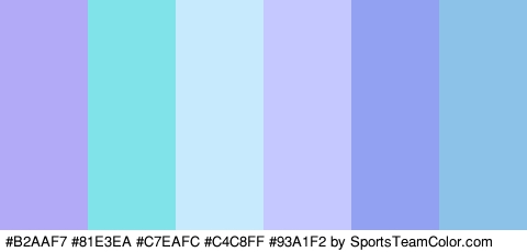 #B2AAF7 #81E3EA #C7EAFC #C4C8FF #93A1F2 #8DC2E8 Colors