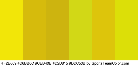 #F2E609 #D6BB0C #CEB40E #D2D815 #DDC50B #DCE008 Colors