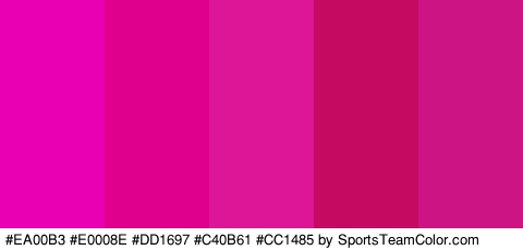 #EA00B3 #E0008E #DD1697 #C40B61 #CC1485 Colors