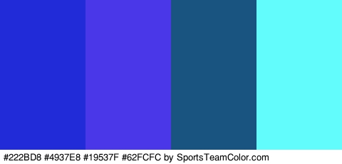 #222BD8 #4937E8 #19537F #62FCFC Colors