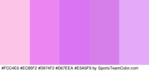 #FCC4E6 #EC85F2 #D974F2 #D67EEA #E5A9F9 Colors