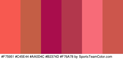 #F75951 #C45E44 #AA0D4C #B2374D #F76A78 #CC564B Colors