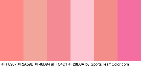 #FF8987 #F2A59B #F48B94 #FFC4D1 #F28D8A #F46EA1 Colors