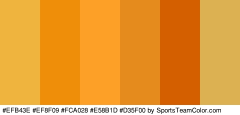 #EFB43E #EF8F09 #FCA028 #E58B1D #D35F00 #DBB151 Colors