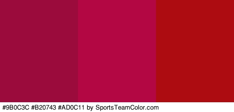 #9B0C3C #B20743 #AD0C11 Colors