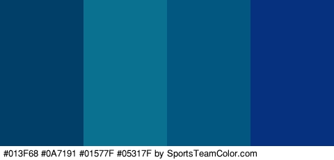 #013F68 #0A7191 #01577F #05317F Colors