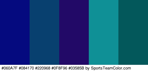 #060A7F #084170 #220968 #0F8F96 #03585B Colors