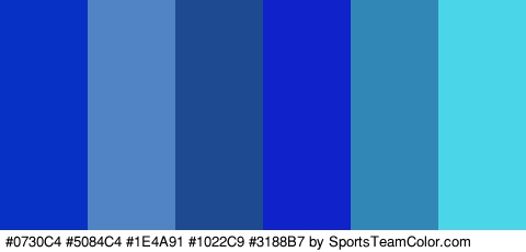 #0730C4 #5084C4 #1E4A91 #1022C9 #3188B7 #4AD5E8 Colors