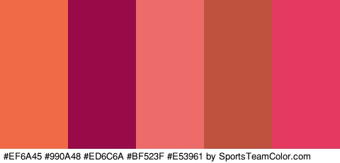 #EF6A45 #990A48 #ED6C6A #BF523F #E53961 Colors