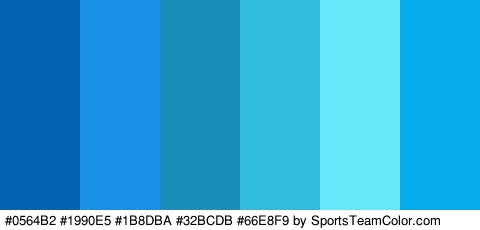 #0564B2 #1990E5 #1B8DBA #32BCDB #66E8F9 #04ADEA Colors