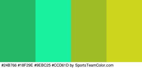 #24B766 #18F29E #9EBC25 #CCD61D Colors