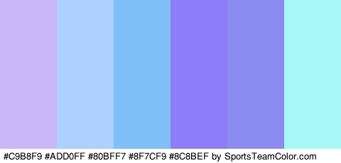 #C9B8F9 #ADD0FF #80BFF7 #8F7CF9 #8C8BEF #A7F9F9 Colors