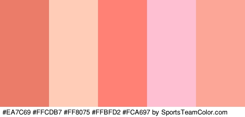 #EA7C69 #FFCDB7 #FF8075 #FFBFD2 #FCA697 Colors