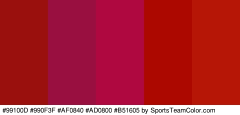 #99100D #990F3F #AF0840 #AD0800 #B51605 Colors