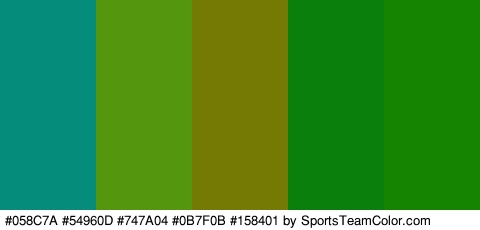 #058C7A #54960D #747A04 #0B7F0B #158401 Colors