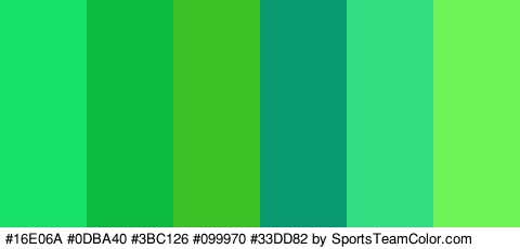 #16E06A #0DBA40 #3BC126 #099970 #33DD82 #6FF458 Colors