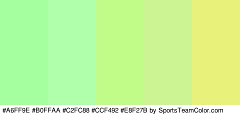 #A6FF9E #B0FFAA #C2FC88 #CCF492 #E8F27B Colors