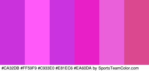 #CA32DB #FF59F9 #C933E0 #E81EC6 #EA60DA #DB488F Colors