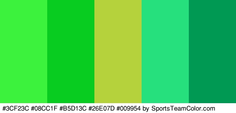 #3CF23C #08CC1F #B5D13C #26E07D #009954 Colors