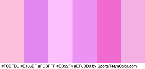 #FCBFDC #E186EF #FCBFFF #EB92F4 #EF6BD0 #F4B0E3 Colors