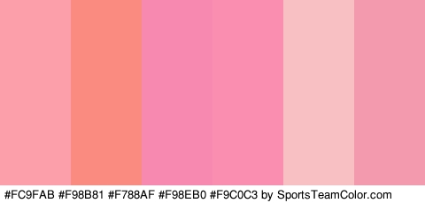 #FC9FAB #F98B81 #F788AF #F98EB0 #F9C0C3 #F49AAF Colors