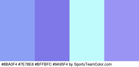 #8BA0F4 #7E78E8 #BFFBFC #9A95F4 Colors