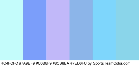 #C4FCFC #7A9EF9 #C0B8F9 #8CB6EA #7ED6FC #8AD5EA Colors