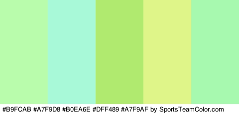 #B9FCAB #A7F9D8 #B0EA6E #DFF489 #A7F9AF Colors