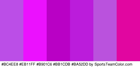 #BC4EE8 #EB11FF #B901C6 #BB1CDB #BA52DD #E206A0 Colors