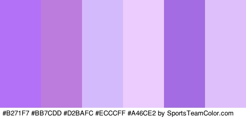 #B271F7 #BB7CDD #D2BAFC #ECCCFF #A46CE2 #DEBFFC Colors