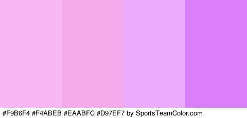 #F9B6F4 #F4ABEB #EAABFC #D97EF7 Colors