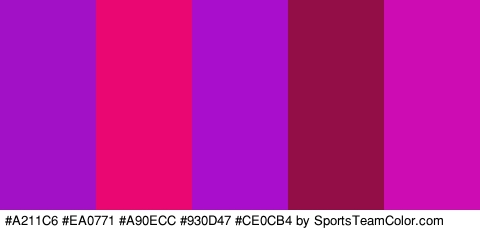 #A211C6 #EA0771 #A90ECC #930D47 #CE0CB4 Colors