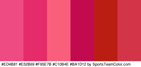 #ED4B81 #E52B69 #F95E7B #C10B4E #BA1D12 #D33447 Colors