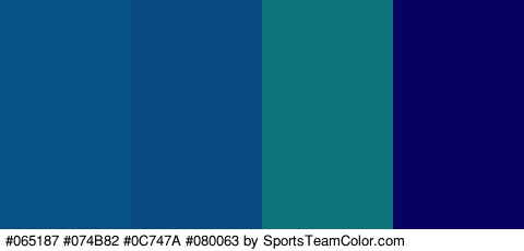 #065187 #074B82 #0C747A #080063 Colors