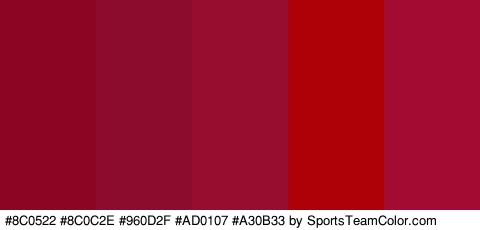 #8C0522 #8C0C2E #960D2F #AD0107 #A30B33 Colors