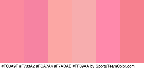 #FC8A9F #F783A2 #FCA7A4 #F7ADAE #FF89AA #F7808E Colors