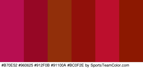 #B70E52 #960625 #912F0B #91100A #BC0F2E #8C1801 Colors