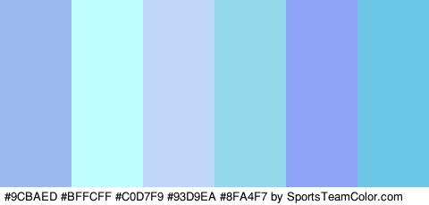 #9CBAED #BFFCFF #C0D7F9 #93D9EA #8FA4F7 #6BC7E5 Colors