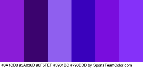 #8A1CD8 #3A036D #8F5FEF #3901BC #790DDD #8531F9 Colors