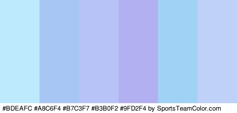 #BDEAFC #A8C6F4 #B7C3F7 #B3B0F2 #9FD2F4 #C0D1F9 Colors