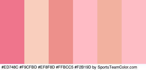 #ED748C #F9CFBD #EF8F8D #FFBCC5 #F2B19D #FCBDC6 Colors