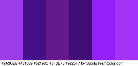 #9A3CE8 #431089 #62198C #3F0E75 #9220F7 #A233F7 Colors