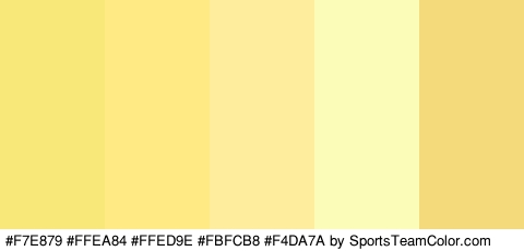 #F7E879 #FFEA84 #FFED9E #FBFCB8 #F4DA7A Colors