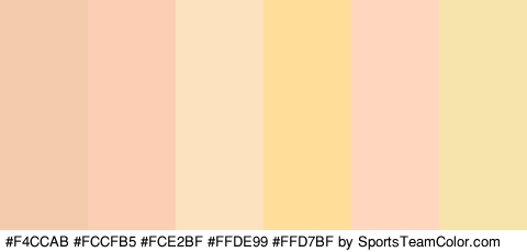 #F4CCAB #FCCFB5 #FCE2BF #FFDE99 #FFD7BF #F7E4AA Colors