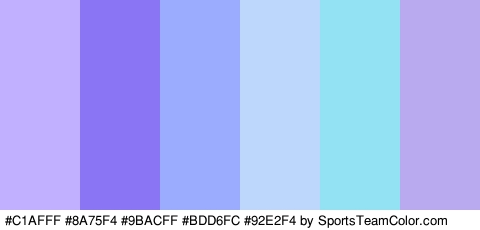 #C1AFFF #8A75F4 #9BACFF #BDD6FC #92E2F4 #B9AAEF Colors