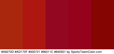 #A8270D #AD170F #930721 #96011C #840501 Colors